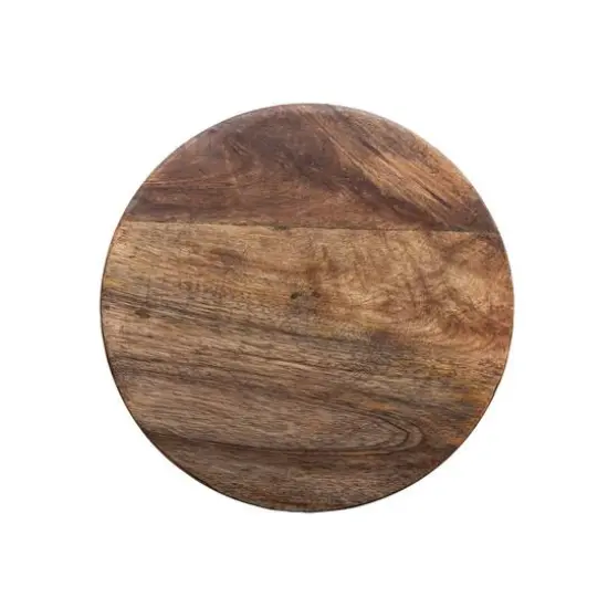 Hello Honey® Natural Round Mango Wood Carved Line Stool Table {6}