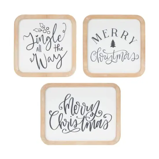 Jingle Merry Christmas Plaque Hanging Wall D&eacute;cor Set {1}