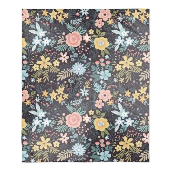 Bright Floral Pattern Fleece Blanket {1}