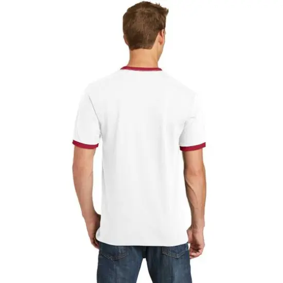 Port & Company&reg; Core Cotton Ringer Tee White/Red {6}