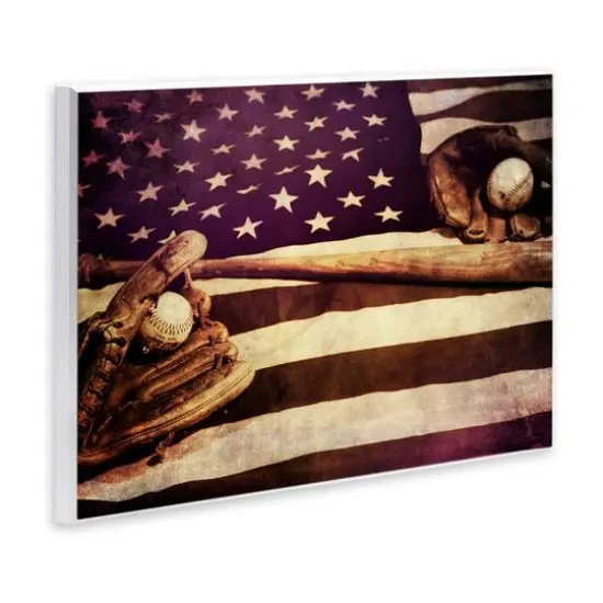 Stupell Industries American Flag Stripes Stars Baseball Mitt Sports Motif Wall Plaque Art {4}