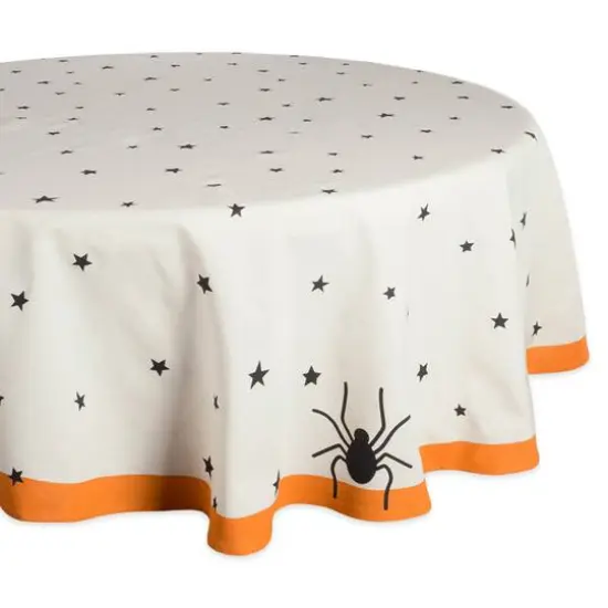 DII&reg; 70" Black Stars Print Round Tablecloth {1}