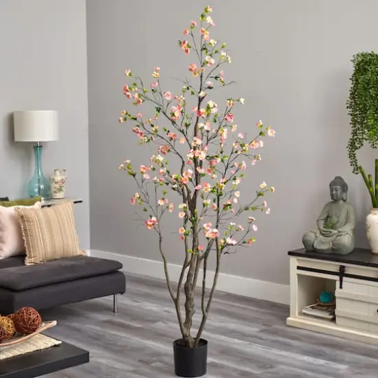 6.5ft. Potted Pink Cherry Blossom Artificial Tree {4}