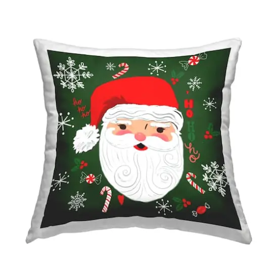 Stupell Industries Santa Claus, Snowflake & Candy Cane Throw Pillow {1}