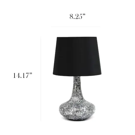 Simple Designs 14" Mosaic Glass Genie Table Lamp with Fabric Shade Black {4}