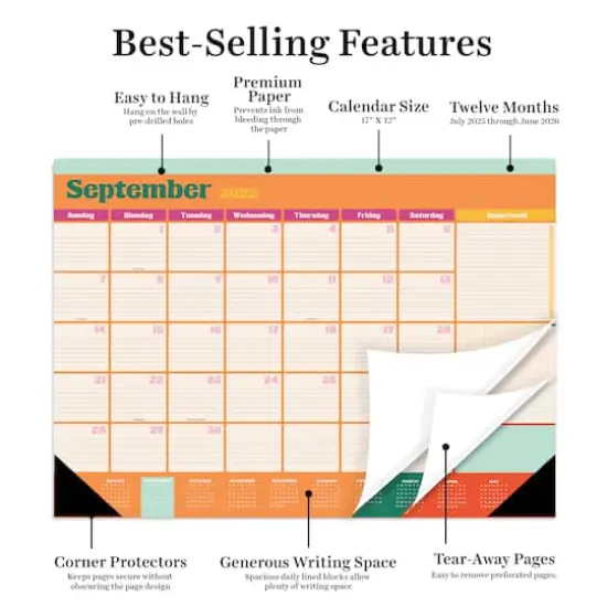 July 2025 - June 2026 Medium Sherbet Desk Pad Monthly Blotter Calendar {4}