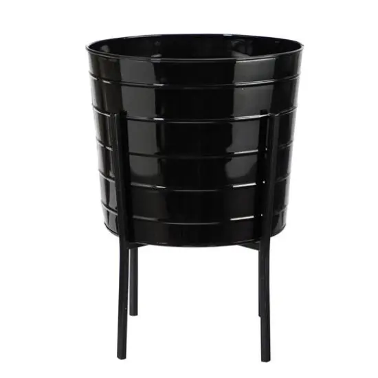 16" Farmhouse Metal Ribbed Planter {1}