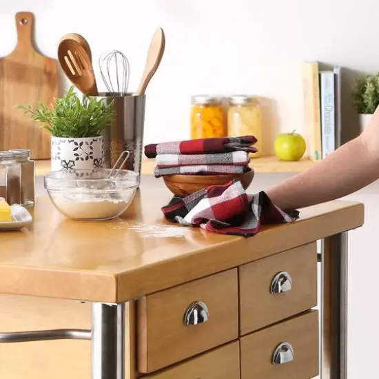 DII&reg; Tri-Color Check Dishcloths, 4ct. Cardinal Red {6}