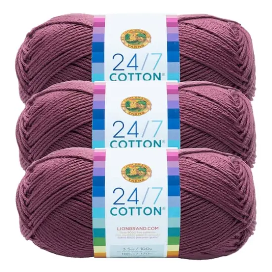 3 Pack Lion Brand&reg; 24/7 Cotton&reg; Yarn Lilac {1}