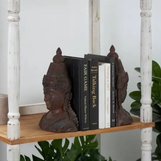 11" Bronze Buddha Weathered Decorative Bookend Set {9}