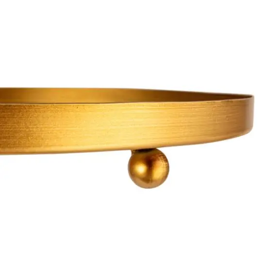 Hello Honey&reg; 13.75" Gold Footed Metal Antiqued Mirror Tray {4}