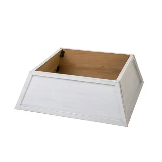 Glitzhome&reg; 32" White Trapezoid Farm Fresh Christmas Tree Collar {9}