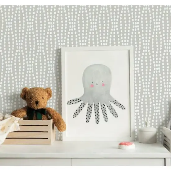 RoomMates Strands Peel & Stick Wallpaper Taupe and white {7}