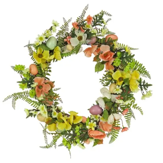 22" Ferns & Flowers Easter Wreath {1}