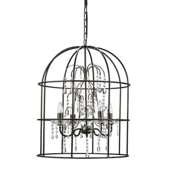 Hello Honey&reg; 25" Metal Birdcage Chandelier with Lights & Glass Crystals {4}