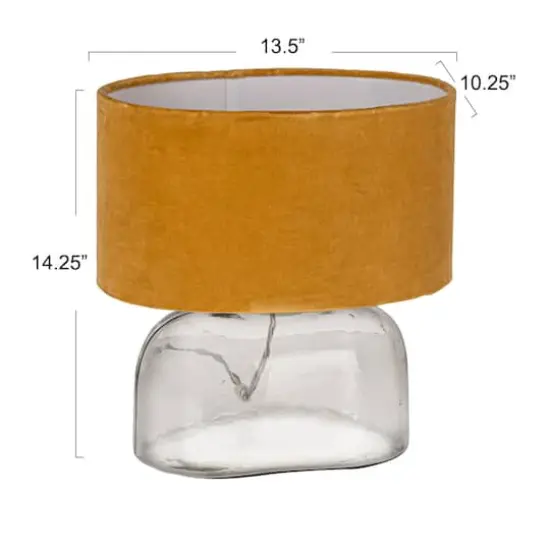 Hello Honey® 14" Modern Table Lamp with Glass Base & Mustard Yellow Velvet Shade {13}