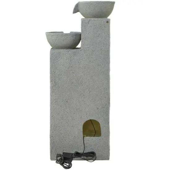 43.5" Light Gray Fiberglass 4-Tier Fountain with LED Light {6}