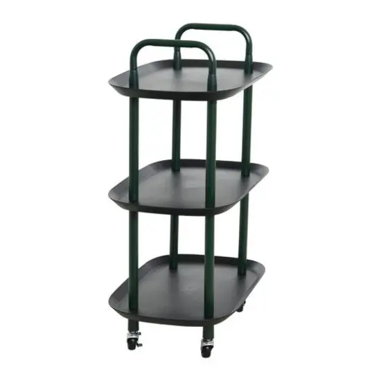 Hello Honey&reg; Main + Mesa&trade; 3-Tier Modern Plastic and Metal Trolley Black and Dark Green {6}