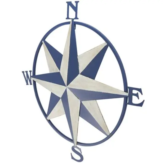 Blue & Cream Distressed Compass Wall D&eacute;cor {4}