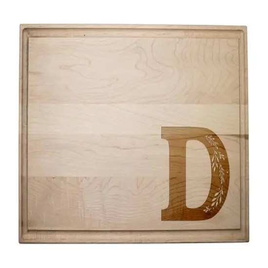 17" Floral Monogram Maple Cutting Board Floral Monogram D {1}