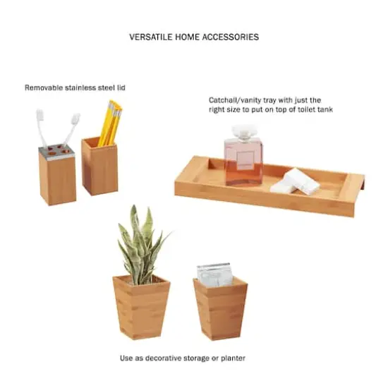 Hastings Home Bamboo Bathroom Accessories Set {4}