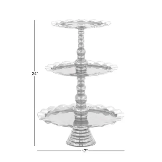 24" Silver Aluminum 3-Tier Tray Stand {5}
