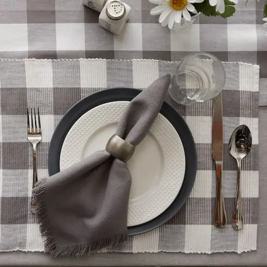 DII&reg; Buffalo Check Ribbed Placemat, 6ct. Gray/White {6}