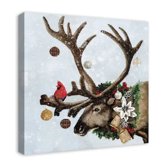 Festive Reindeer 24x24 Canvas Wall Art {3}