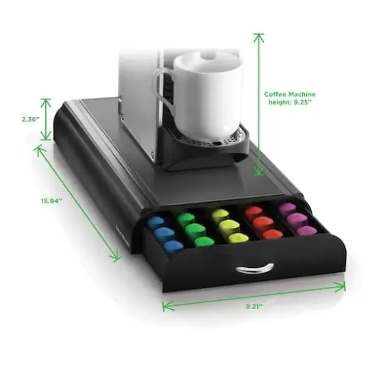 Mind Reader Black Coffee Station With Coffee Pod Storage Drawer {4}