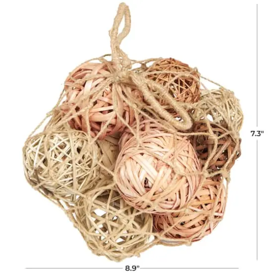Light Brown Dried Plant Handmade Orbs & Vase Filler with Fishnet Bag Set {6}