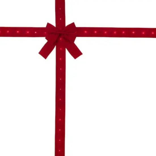 14ft. Pre-Lit Battery Operated Red Velvet Christmas Door Bow {5}