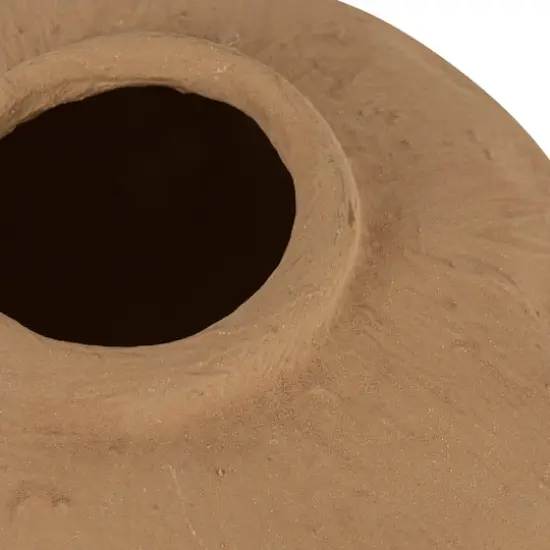 Hello Honey&reg; 5.5" Textured Taupe Pinched Organic Shape Terracotta Vase {4}