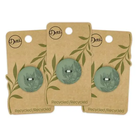Dritz&reg; 28mm Recycled Hemp Round Floral Button, 3ct. Dark green {8}