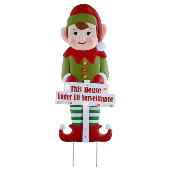 Mr. Christmas 38" Outdoor Metal Elf Sign {1}
