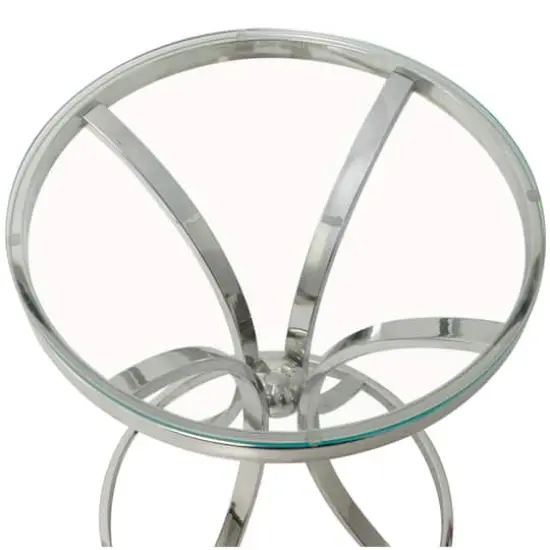 Silver Stainless Steel Contemporary Accent Table, 18" x 18" x 25" {5}