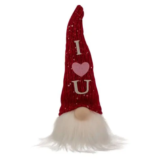 11.5" Red Knit 'I Love You' Hat Valentine's Day Gnome {1}