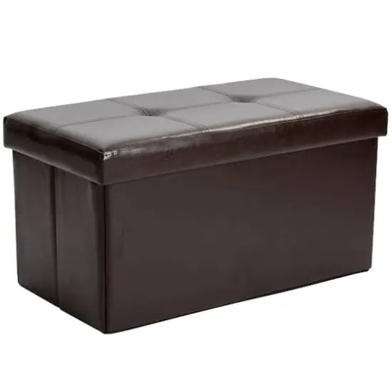 Simplify Faux Leather Double Folding Storage Ottoman Chocolate {1}