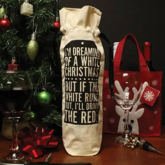 Personality Case&trade; Natural White Christmas Gift Tag Wine Bag {3}
