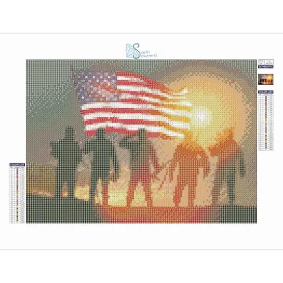 Sparkly Selections Soldiers with American Flag Diamond Painting Kit, Round Diamonds {3}