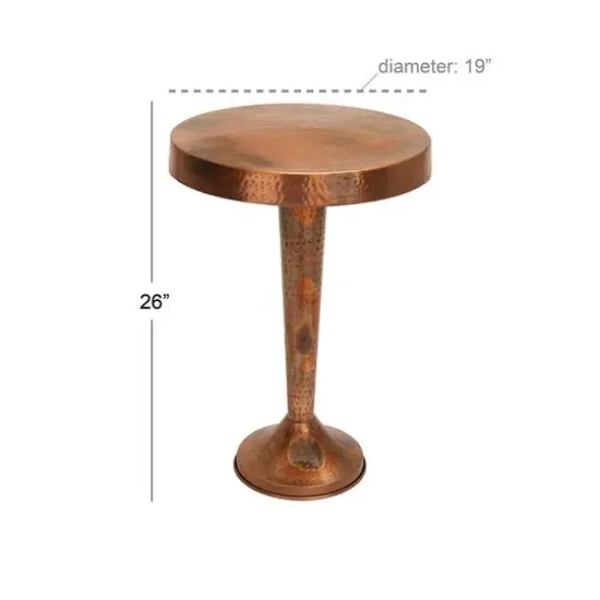 26" Copper Aluminum Vintage Accent Table {5}