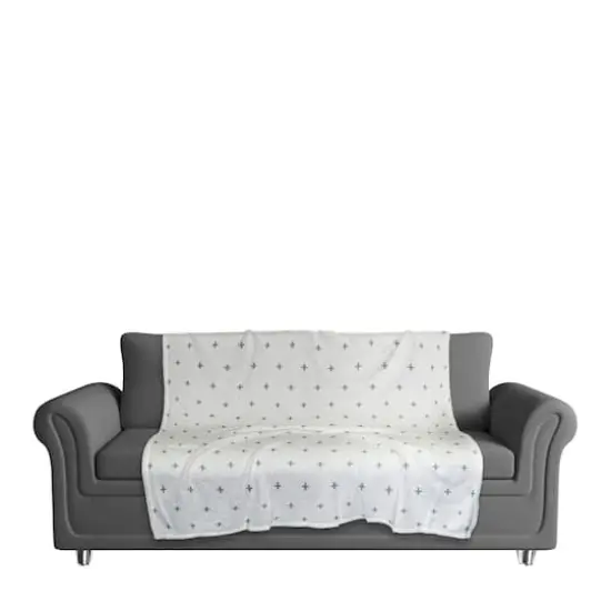 Plus Coral Fleece Blanket Blue Plus On White {4}