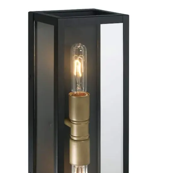 Hello Honey&reg; Lloyd Matte Black Modern Minimalist Metal & Glass Wall Mounted Outdoor Light {12}