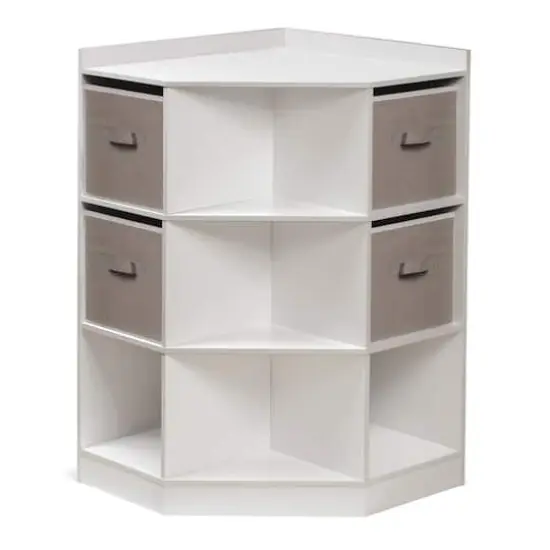 Badger Basket White Corner Cubby Storage Unit With Reversible Baskets {6}