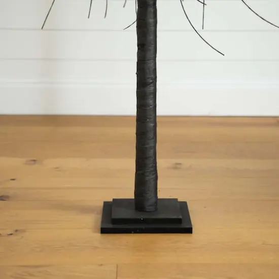 6ft. Orange & Purple LED Pre-Lit Halloween Black Willow Artificial Fall Tree {6}