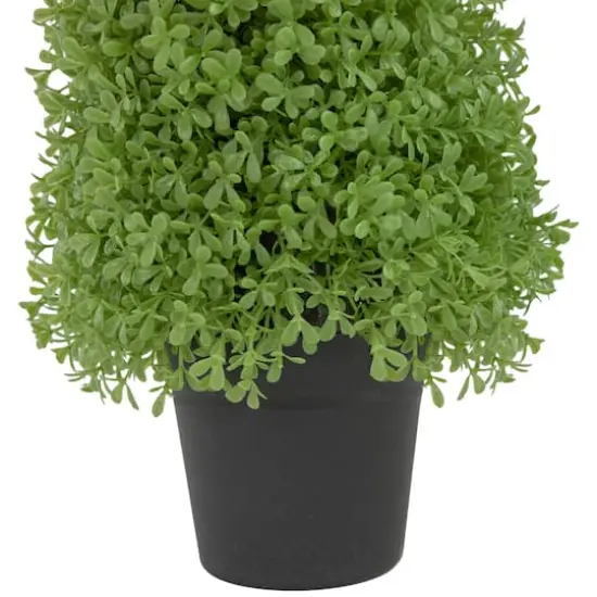 15" Unlit Artificial Boxwood Cone Topiary Tree with Round Pot {6}
