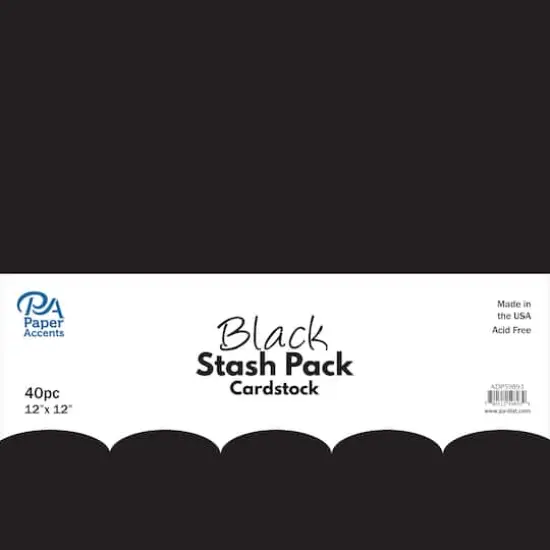 PA Paper&trade; Accents Black Stash Pack 12" x 12" Cardstock, 40 Sheets {1}