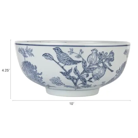 Hello Honey® 10" Blue & White Aviary Garden Stoneware Bowl {5}
