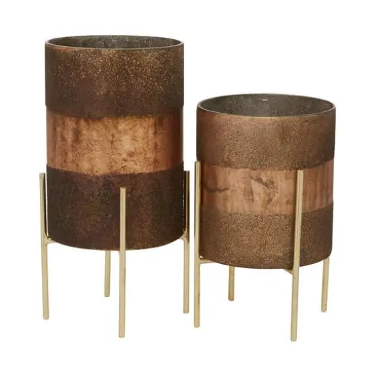 Brown Glass Contemporary Candle Holder Set {1}