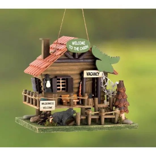 10.25" Rustic Woodland Cabin Birdhouse {6}