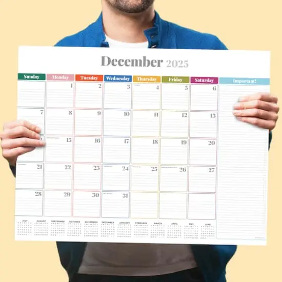 July 2025 - June 2026 Large Rainbow Blocks Desk Pad Monthly Blotter Calendar {6}